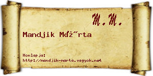 Mandjik Márta névjegykártya